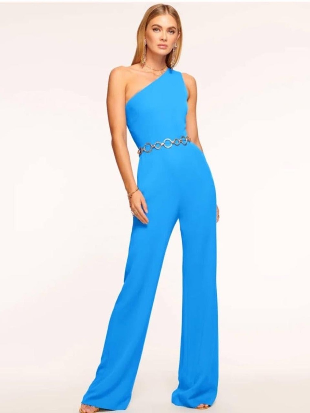 Ramy Brook Gabriela One Shoulder Jumpsuit in Blue Tile